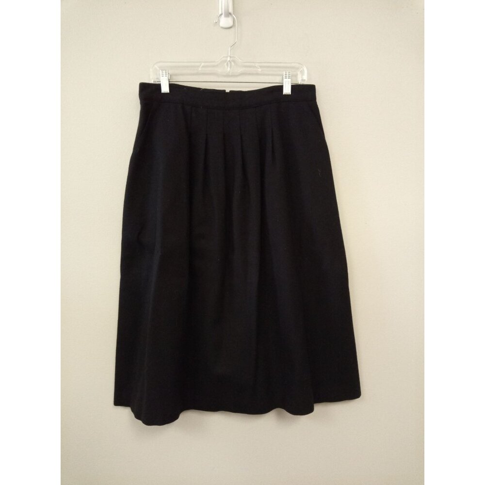 Vintage Pant-her Women's Black A-line 100% Wool Skirt